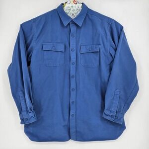 Vintage LL Bean Shirt Mens XXL Tall Chamois Freeport Maine Long Sleeve Blue